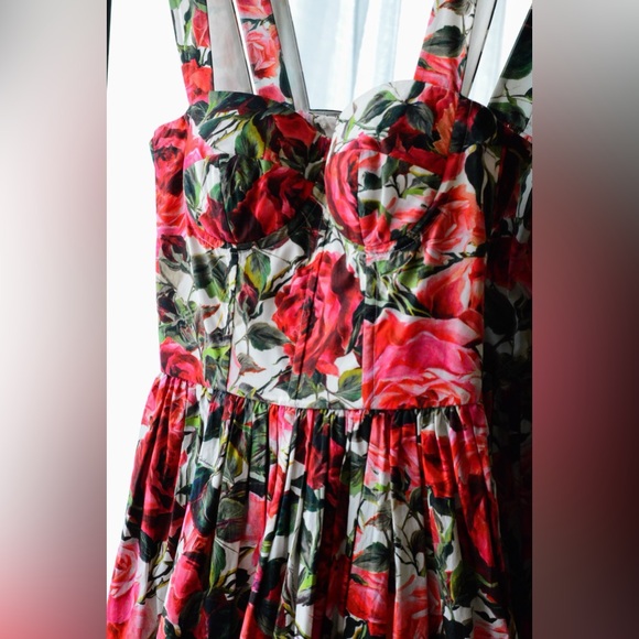 Dolce & Gabbana rose floral cotton poplin tiered dress sz 40 fits SMALLER! - Picture 9 of 14
